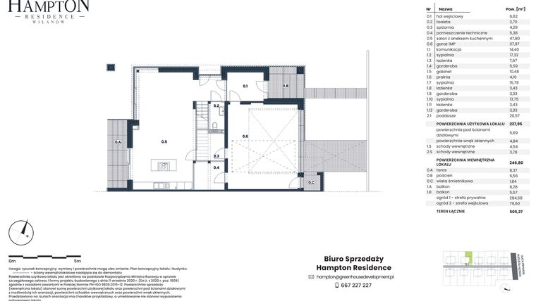 Rzut - Dom na sprzedaż 4 pokoje o powierzchni 227,95 m² - numer HB4B w Hampton Residence Wilanów