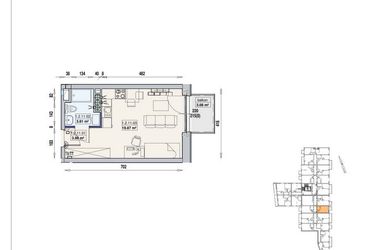 Rzut - Mieszkanie na sprzedaż 1 pokój o powierzchni 27,66 m² - numer 1/2/11/1a w Gwarna