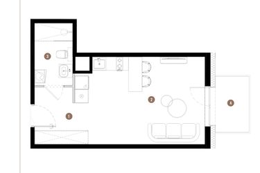 Rzut - Mieszkanie na sprzedaż 1 pokój o powierzchni 30,91 m² - numer C2.02.18 w Apartamenty Reytana