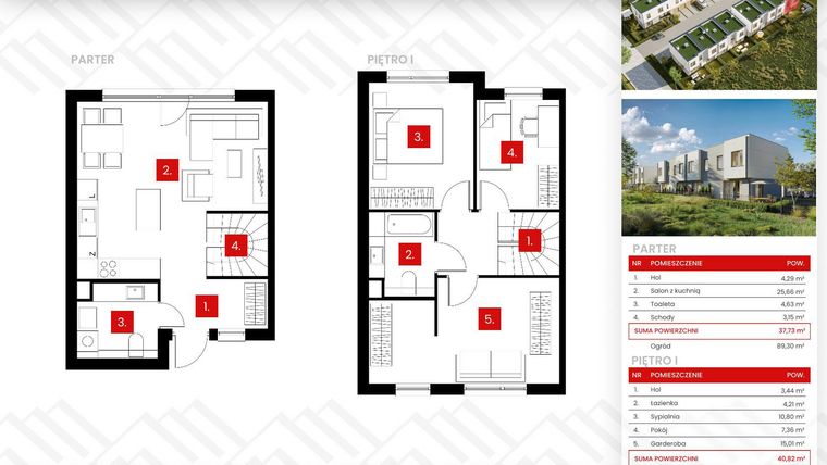 Rzut - Dom na sprzedaż 4 pokoje o powierzchni 78,55 m² - numer 10_1 w Osiedle Zakątek Nadrzeczna