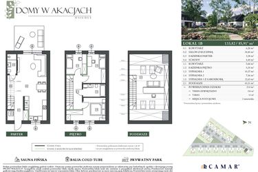 Rzut - Dom na sprzedaż 4 pokoje o powierzchni 133,82 m² - numer 1B w Domy w akacjach