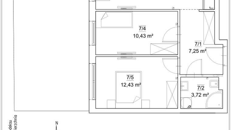 Rzut - Mieszkanie na sprzedaż 3 pokoje o powierzchni 53,24 m² - numer 5B/7 w FORTnatura etap II