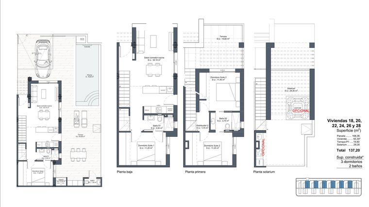 Rzut - Dom na sprzedaż 4 pokoje o powierzchni 137,2 m² - numer 18 w Dom szeregowy w Ciudad Quesada - 53178795