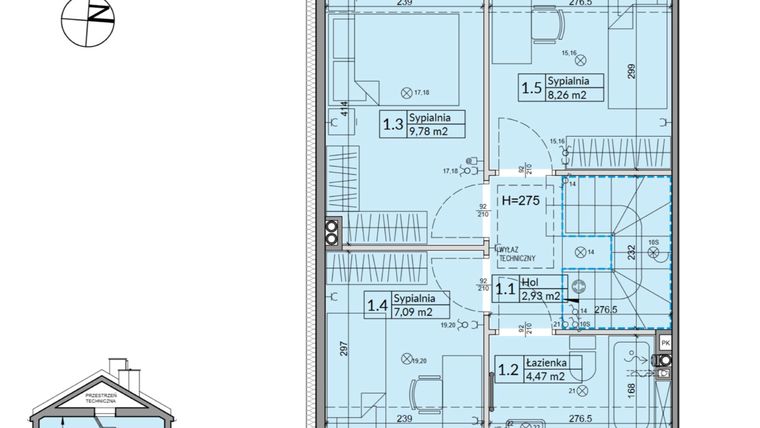 Rzut - Dom na sprzedaż 5 pokoi o powierzchni 72,7 m² - numer 25A w Osiedle Stokrotki etap 4 i 5