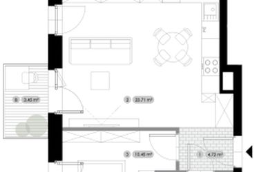 Rzut - Mieszkanie na sprzedaż 2 pokoje o powierzchni 42,81 m² - numer 2.M5 w Stalowa 76