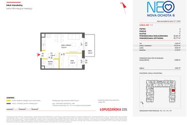 Rzut - Mieszkanie na sprzedaż 2 pokoje o powierzchni 33,78 m² - numer 111 w Neo Nova Ochota 6