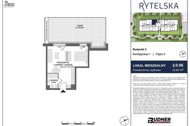 Rzut - Mieszkanie na sprzedaż 1 pokój o powierzchni 33,8 m² - numer 2.0.06 w Rytelska