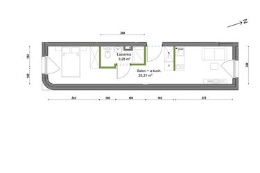 Rzut - Mieszkanie na sprzedaż 1 pokój o powierzchni 28,59 m² - numer E1/B/04 w Orawska Vita