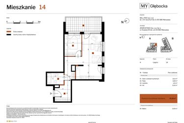 Rzut - Mieszkanie na sprzedaż 2 pokoje o powierzchni 47,23 m² - numer 14 w MY Głębocka