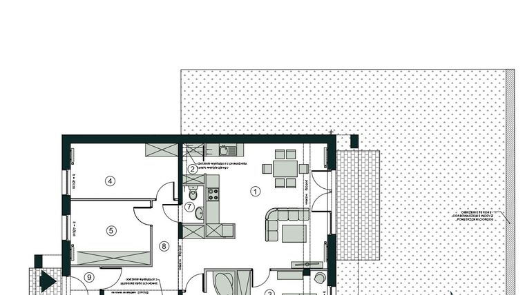 Rzut - Mieszkanie na sprzedaż 4 pokoje o powierzchni 95,21 m² - numer E1 w Aleja Wiśniowa Pogórze