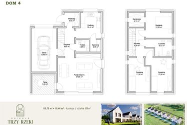 Rzut - Dom na sprzedaż 5 pokoi o powierzchni 133,16 m² - numer Dom 4 w Osiedle Trzy Rzeki