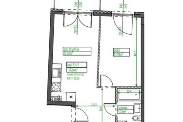 Rzut - Mieszkanie na sprzedaż 1 pokój o powierzchni 37,04 m² - numer B.III.5 w Osiedle Opolska