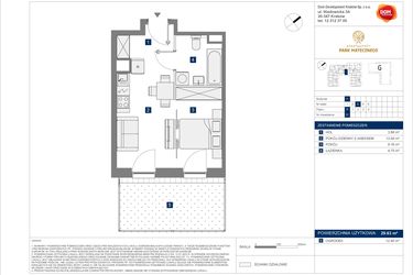 Rzut - Mieszkanie na sprzedaż 2 pokoje o powierzchni 29,63 m² - numer F-31 w Apartamenty Park Matecznego Etap 2