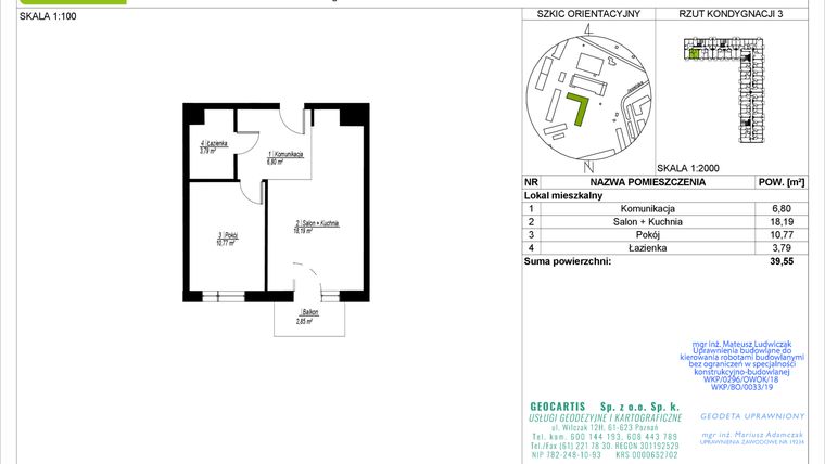 Rzut - Mieszkanie na sprzedaż 2 pokoje o powierzchni 39,55 m² - numer A10 w Jasielska 8C