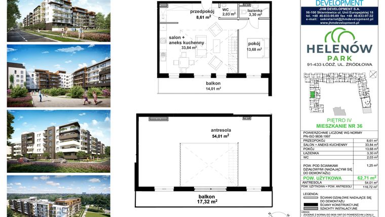 Rzut - Mieszkanie na sprzedaż 4 pokoje o powierzchni 116,72 m² - numer B.4.36 w Helenów Park