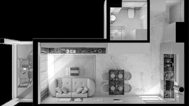 Rzut - Mieszkanie na sprzedaż 1 pokój o powierzchni 31,23 m² - numer A9/3/66 w GEMINI G-7