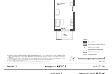 Rzut - Mieszkanie na sprzedaż 1 pokój o powierzchni 29,6 m² - numer E.2.18 w Nowy Świat Ostoja etap II - EFG
