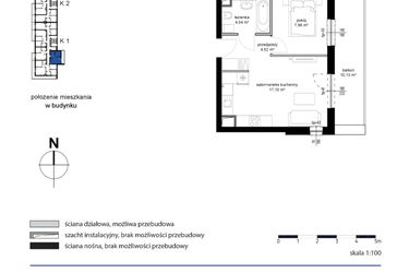 Rzut - Mieszkanie na sprzedaż 2 pokoje o powierzchni 33,64 m² - numer 11 w Kwarcowe Wzgórze - bud. 2