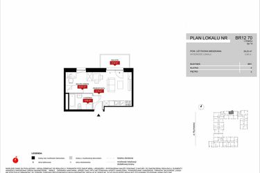 Rzut - Mieszkanie na sprzedaż 1 pokój o powierzchni 29,23 m² - numer BR12/70 w Browary Wrocławskie 2
