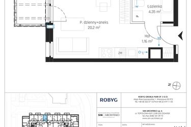 Rzut - Mieszkanie na sprzedaż 1 pokój o powierzchni 25,71 m² - numer I.6M14 w Nadmotławie Apartments etap I