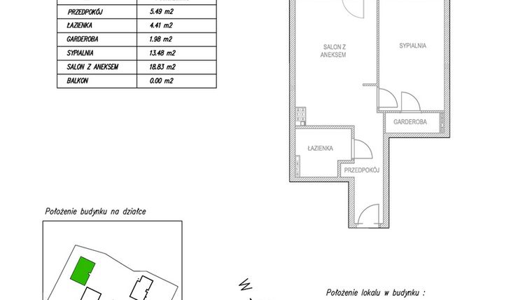 Rzut - Mieszkanie na sprzedaż 2 pokoje o powierzchni 43,73 m² - numer D21 w Osiedle Zuchów