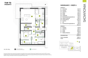 Rzut - Mieszkanie na sprzedaż 5 pokoi o powierzchni 154,84 m² - numer 3AL/1 w Skowronia