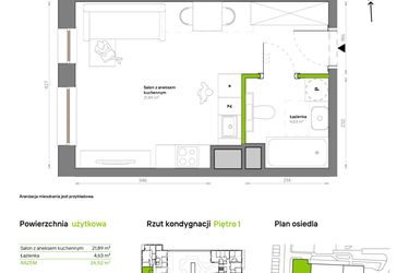 Rzut - Mieszkanie na sprzedaż 1 pokój o powierzchni 26,52 m² - numer A.1.5 w Żywiecka Vita