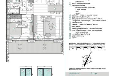 Rzut - Mieszkanie na sprzedaż 2 pokoje o powierzchni 48,99 m² - numer A.2.9 w Remedium