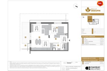 Rzut - Mieszkanie na sprzedaż 2 pokoje o powierzchni 52,93 m² - numer L.3 w Wille Biskupin II