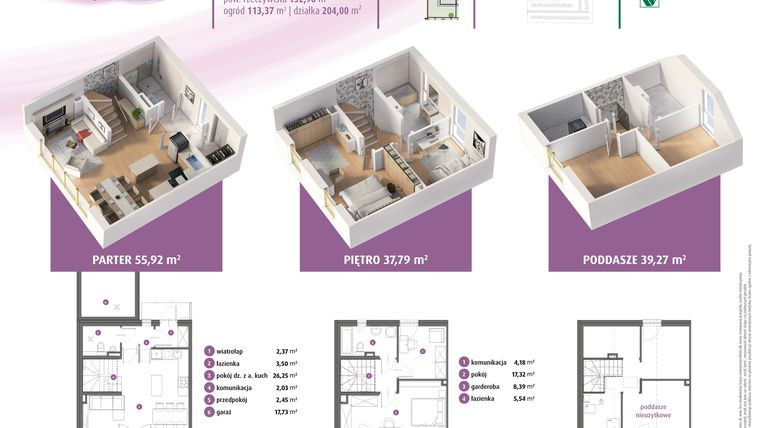 Rzut - Dom na sprzedaż 3 pokoje o powierzchni 115,25 m² - numer 10a w Osiedle Pastell