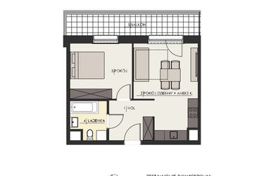 Rzut - Mieszkanie na sprzedaż 2 pokoje o powierzchni 41,65 m² - numer 79 w Osiedle Platinum III