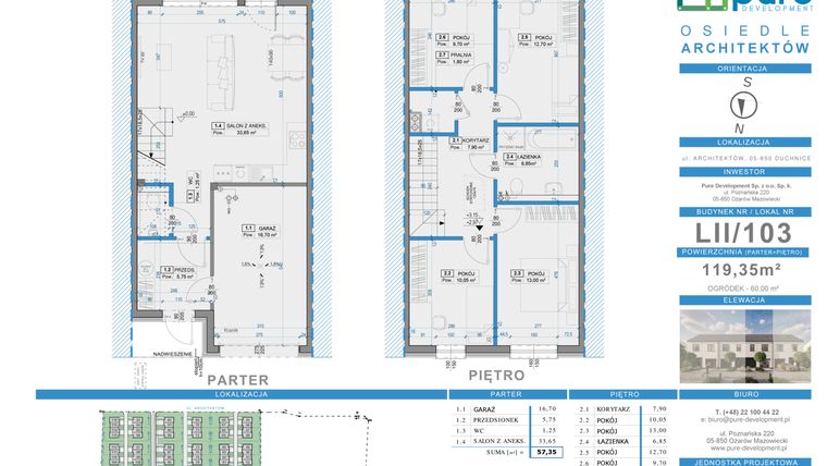 Rzut - Dom na sprzedaż 5 pokoi o powierzchni 119,35 m² - numer 103 w Osiedle Architektów etap IXa