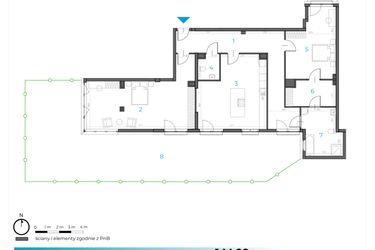Rzut - Mieszkanie na sprzedaż 2 pokoje o powierzchni 144,31 m² - numer 1.M.09 w Incepti Gaj 2