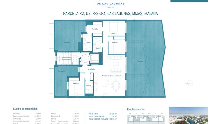 Rzut - Mieszkanie na sprzedaż 3 pokoje o powierzchni 133,95 m² - numer jl2-3at.a w Jardines de las Lagunas