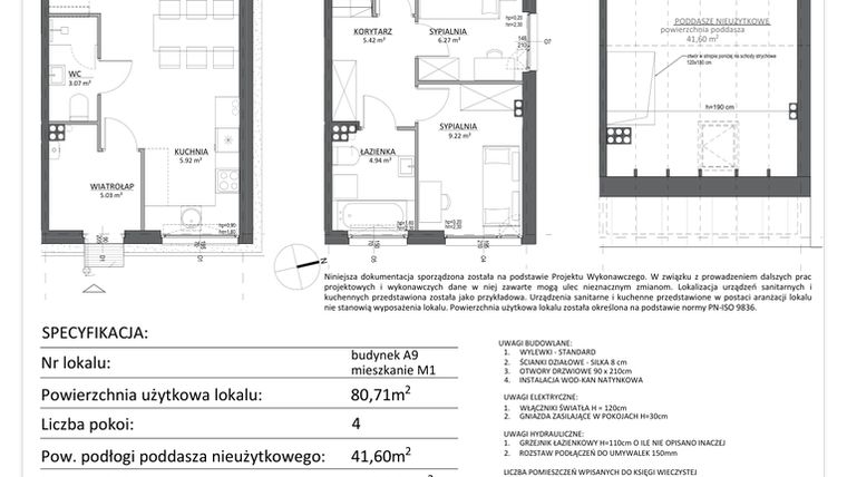 Rzut - Mieszkanie na sprzedaż 4 pokoje o powierzchni 80,71 m² - numer A9/1 w Libre Park