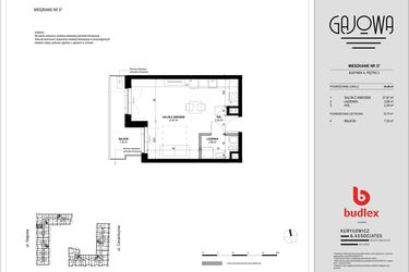 Rzut - Mieszkanie na sprzedaż 1 pokój o powierzchni 34,53 m² - numer 37 w Gajowa bud. A