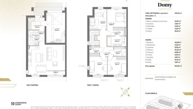 Rzut - Dom na sprzedaż 5 pokoi o powierzchni 148,64 m² - numer D3 w Domy u Źródła Marii