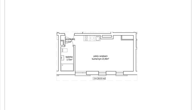 Rzut - Mieszkanie na sprzedaż 1 pokój o powierzchni 28,53 m² - numer 4/7. w Apartamenty Nowy Targ