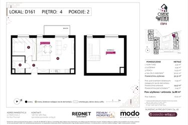 Rzut - Mieszkanie na sprzedaż 3 pokoje o powierzchni 76,2 m² - numer D161 w Osiedle Witaj etap II