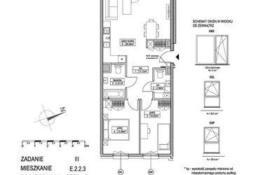 Rzut - Mieszkanie na sprzedaż 3 pokoje o powierzchni 67,67 m² - numer E.2.2.3 w Atut III
