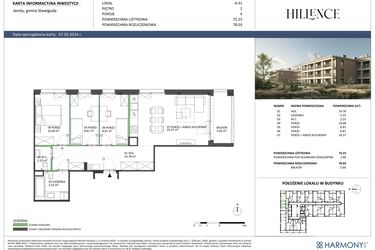 Rzut - Mieszkanie na sprzedaż 4 pokoje o powierzchni 78,03 m² - numer A-31 w Hillence