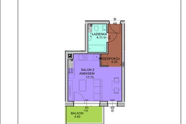 Rzut - Mieszkanie na sprzedaż 1 pokój o powierzchni 27,19 m² - numer A31 w Osiedle Zuchów