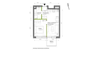 Rzut - Mieszkanie na sprzedaż 2 pokoje o powierzchni 35,73 m² - numer A2/16 w Bemowo Vita