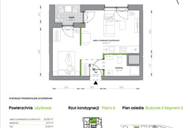 Rzut - Mieszkanie na sprzedaż 1 pokój o powierzchni 33,15 m² - numer 2.6.M10 w Morska Vita
