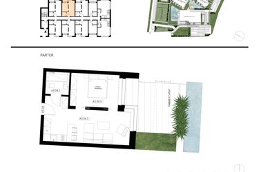 Rzut - Mieszkanie na sprzedaż 2 pokoje o powierzchni 39,28 m² - numer A3.04 w Apartamenty Dźwirzyno