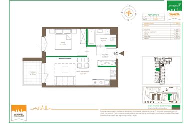 Rzut - Mieszkanie na sprzedaż 2 pokoje o powierzchni 37,04 m² - numer A/40 w Ostródzka 123 - II etap