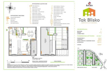 Rzut - Mieszkanie na sprzedaż 2 pokoje o powierzchni 64,36 m² - numer 9.F w Tak Blisko