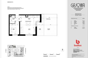 Rzut - Mieszkanie na sprzedaż 2 pokoje o powierzchni 49,07 m² - numer 3 w Gajowa bud. A