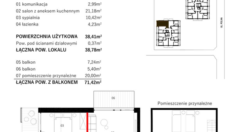 Rzut - Mieszkanie na sprzedaż 3 pokoje o powierzchni 54,11 m² - numer M27 w SUNDAY Resort Ustronie Morskie II