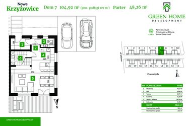 Rzut - Dom na sprzedaż 5 pokoi o powierzchni 104,92 m² - numer 7 w Nowe Krzyżowice II